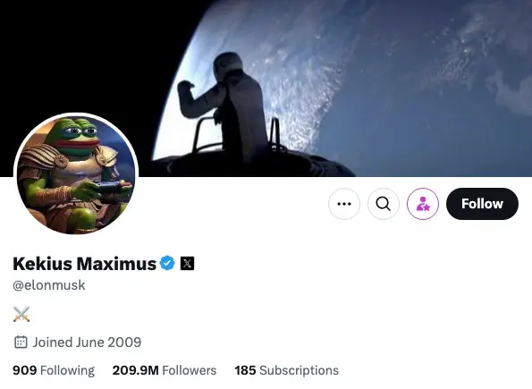 Elon Musk as Kekius Maximus on X